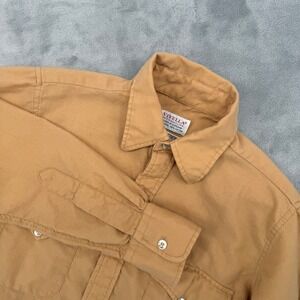 Vintage Viyella Mens Tan Wool Cotton Blend Long Sleeve Button Up Shirt Size M